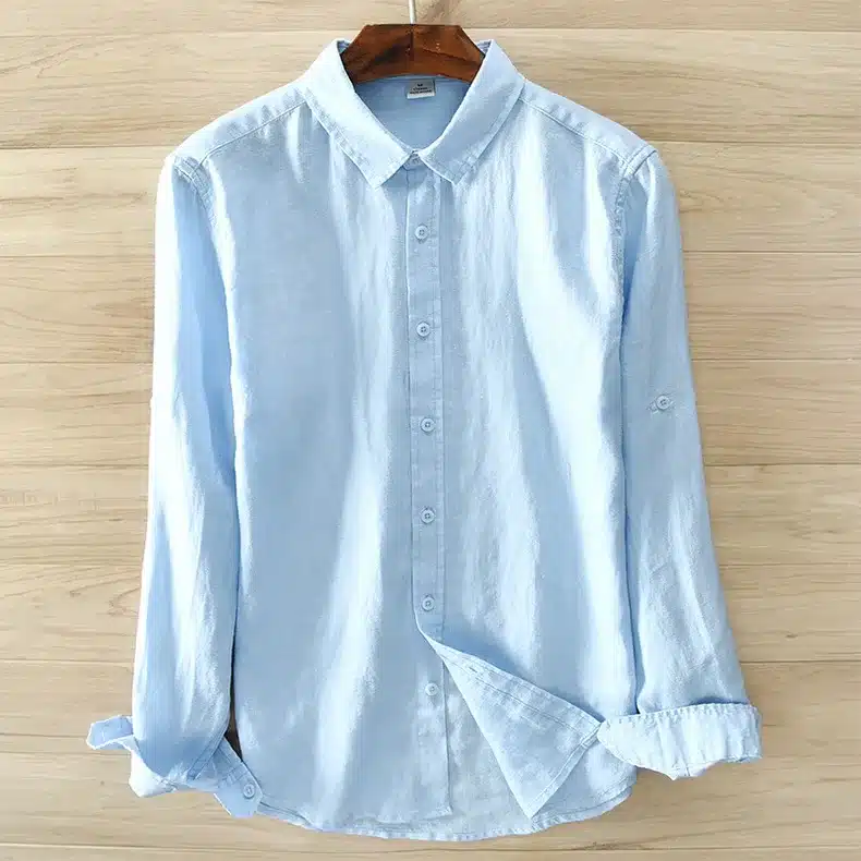 Men's 100% pure linen long-sleeved shirt men brand clothing men shirt S-3XL 5 colors solid white shirts men camisa shirts mens 13