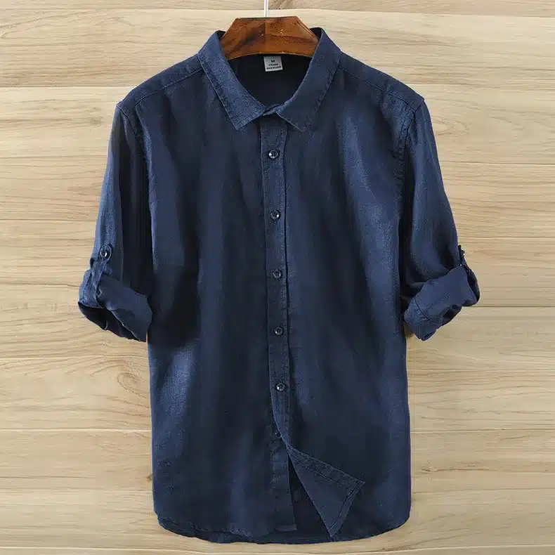 Men's 100% pure linen long-sleeved shirt men brand clothing men shirt S-3XL 5 colors solid white shirts men camisa shirts mens 14