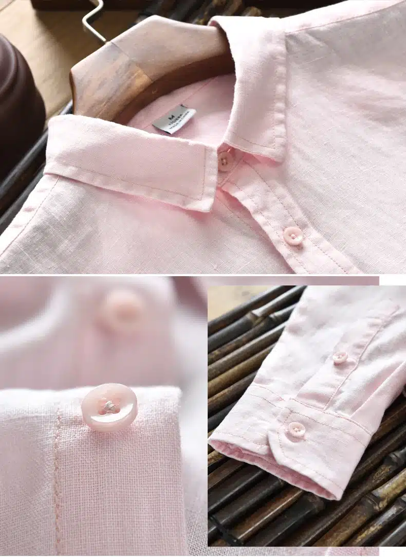 Men's 100% pure linen long-sleeved shirt men brand clothing men shirt S-3XL 5 colors solid white shirts men camisa shirts mens 18