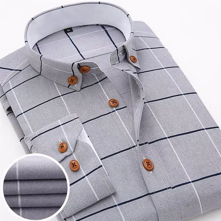 2016 New Oxford Plaid Casual Men's Shirt Slim Fit Formal&Business Occupation Man Shirts Spring Long Sleeve Men Dress Shirt M038 25