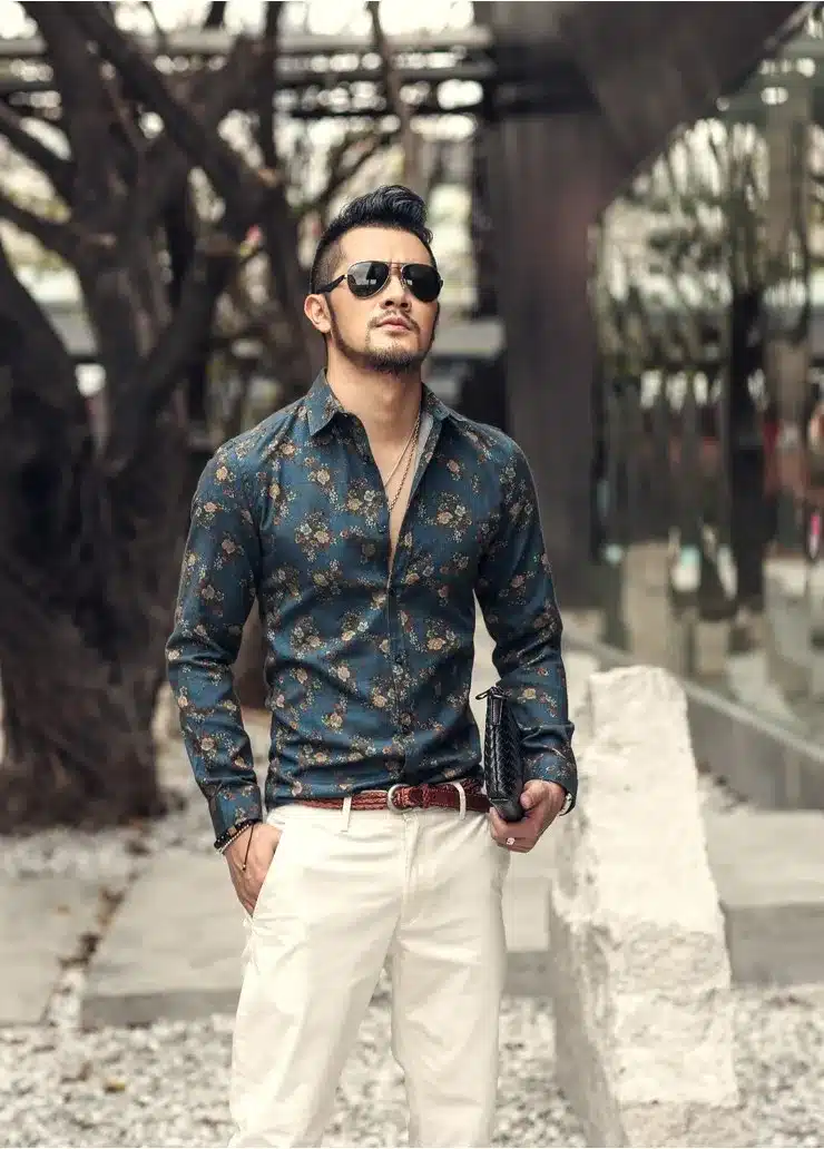Men shirt Floral printing long sleeve shirts men clothes flowers printed shirts vintage Linen Casual Men Shirt 2016 new Spring 13