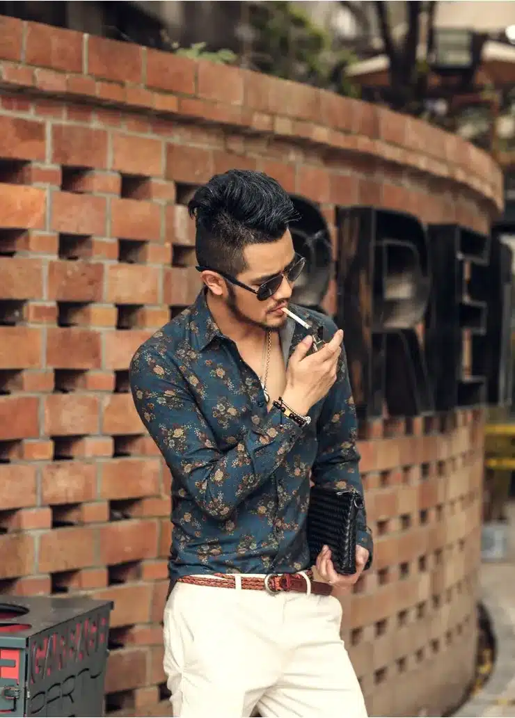 Men shirt Floral printing long sleeve shirts men clothes flowers printed shirts vintage Linen Casual Men Shirt 2016 new Spring 14