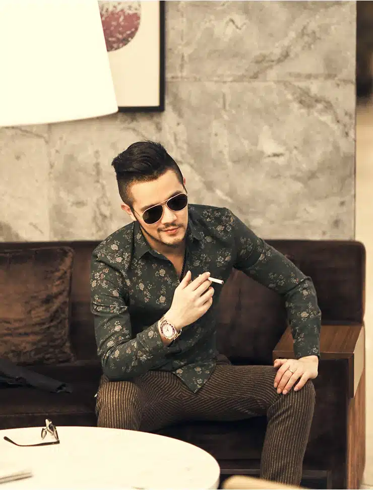 Men shirt Floral printing long sleeve shirts men clothes flowers printed shirts vintage Linen Casual Men Shirt 2016 new Spring 21