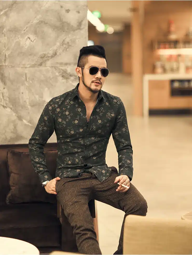 Men shirt Floral printing long sleeve shirts men clothes flowers printed shirts vintage Linen Casual Men Shirt 2016 new Spring 23
