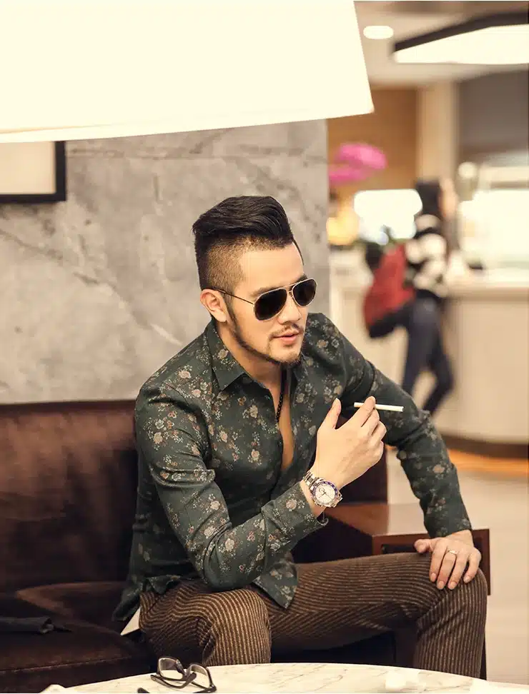 Men shirt Floral printing long sleeve shirts men clothes flowers printed shirts vintage Linen Casual Men Shirt 2016 new Spring 24