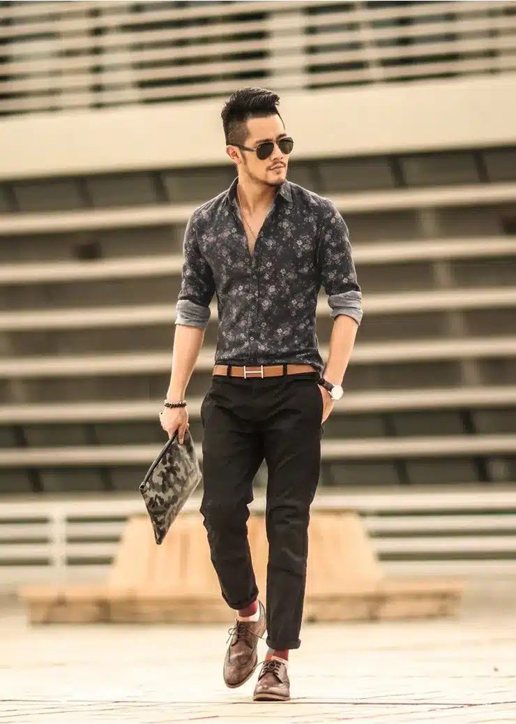 Men shirt Floral printing long sleeve shirts men clothes flowers printed shirts vintage Linen Casual Men Shirt 2016 new Spring 39