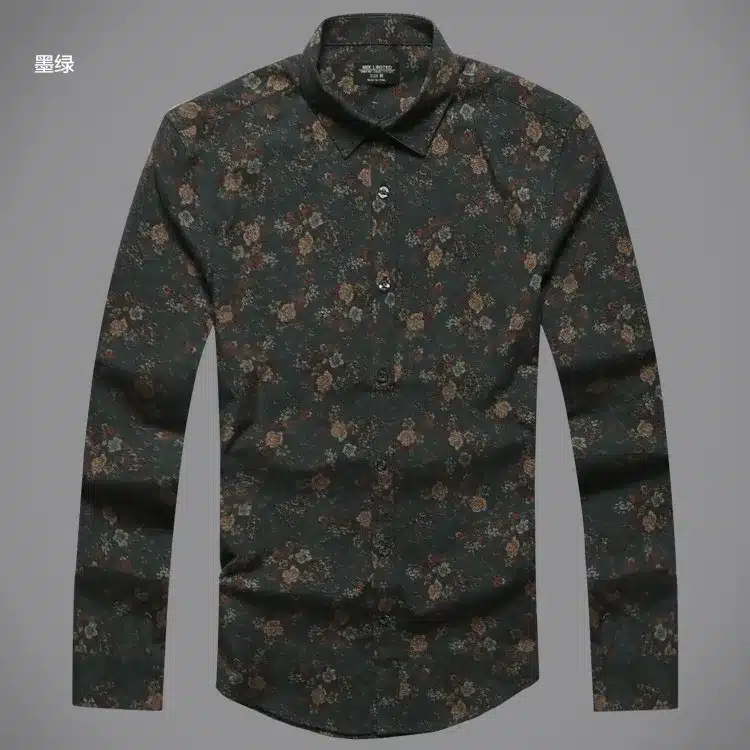 Men shirt Floral printing long sleeve shirts men clothes flowers printed shirts vintage Linen Casual Men Shirt 2016 new Spring 45