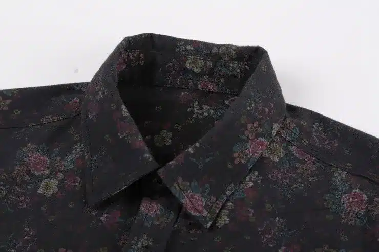 Men shirt Floral printing long sleeve shirts men clothes flowers printed shirts vintage Linen Casual Men Shirt 2016 new Spring 48