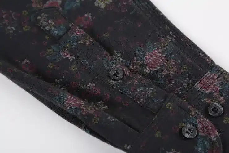Men shirt Floral printing long sleeve shirts men clothes flowers printed shirts vintage Linen Casual Men Shirt 2016 new Spring 54