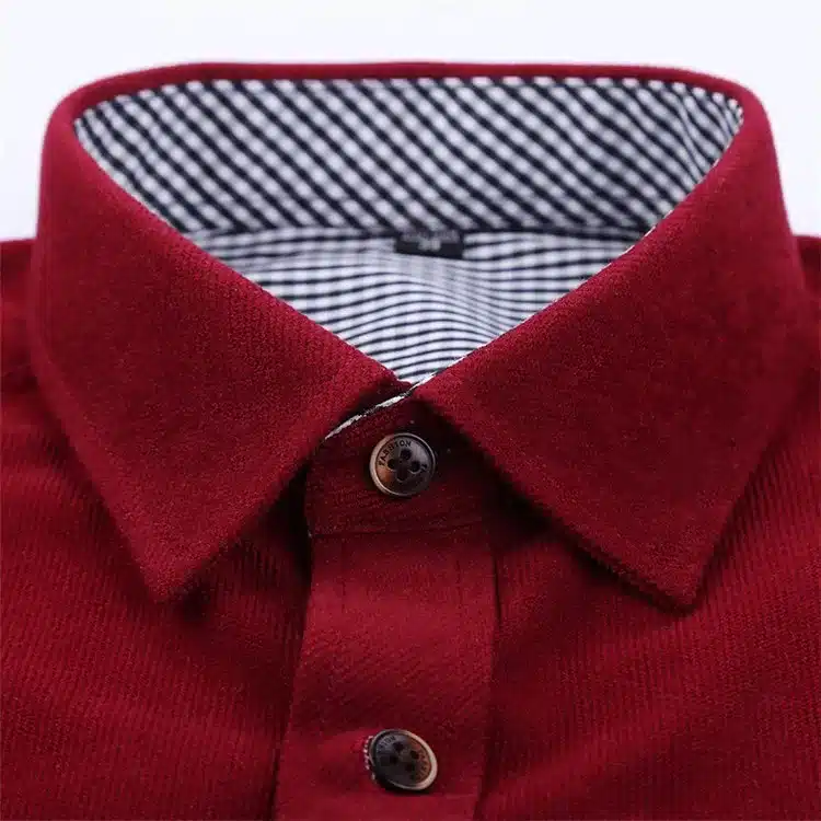 2017 Spring Men Casual Shirts Man Corduroy Long Sleeve Solid Color Fashion Stitching Plaid Lining Slim Fit Dress Shirt 4XL M040 24