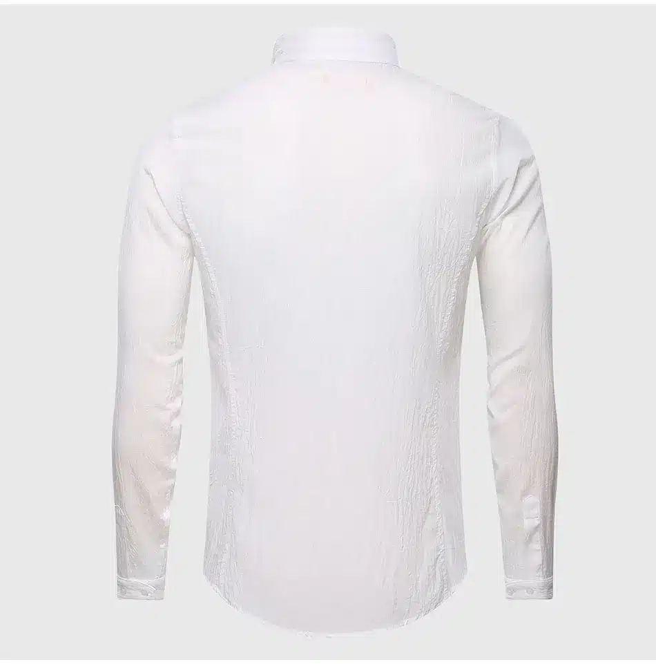 Ultrathin See Through Shirts Men Summer Solid Plain Mandarin Chinese Half Collar Cotton Long Sleeve Society Classic Grandad 20