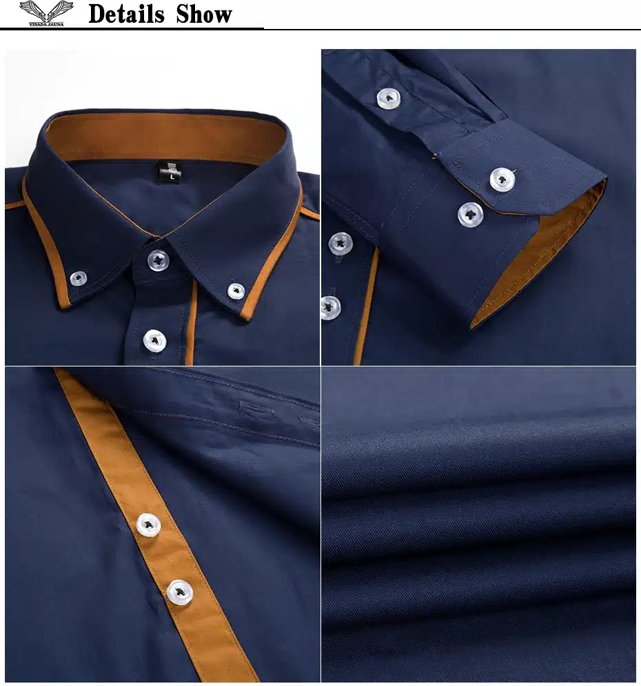 VISADA JAUNA European Size Men's Shirt 2017 New 100% Cotton Slim Business Casual Brand Clothing Long Sleeve Chemise Homme N356 16