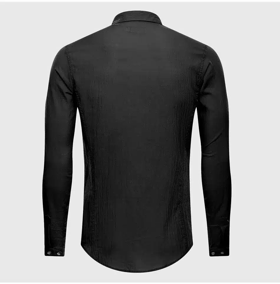 Cotton Linen Casual Shirt Hawaii Aloha Solid Summer Slim Fit Men Shirt 24