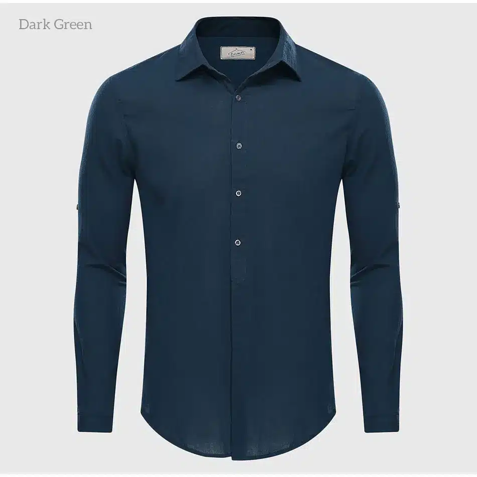 Cotton Linen Casual Shirt Hawaii Aloha Solid Summer Slim Fit Men Shirt 35