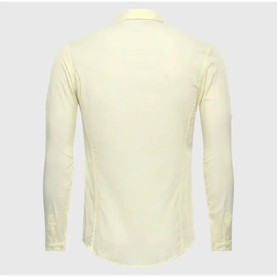 Cotton Linen Casual Shirt Hawaii Aloha Solid Summer Slim Fit Men Shirt 38