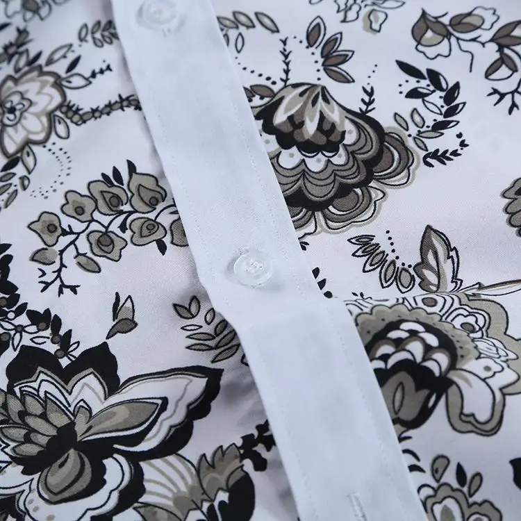 Men Flower Shirt 2018 New Autumn Printing Fashion Casual Slim Fit Hawaiian Dress Shirts Camisa Masculina Chemise Homme 16