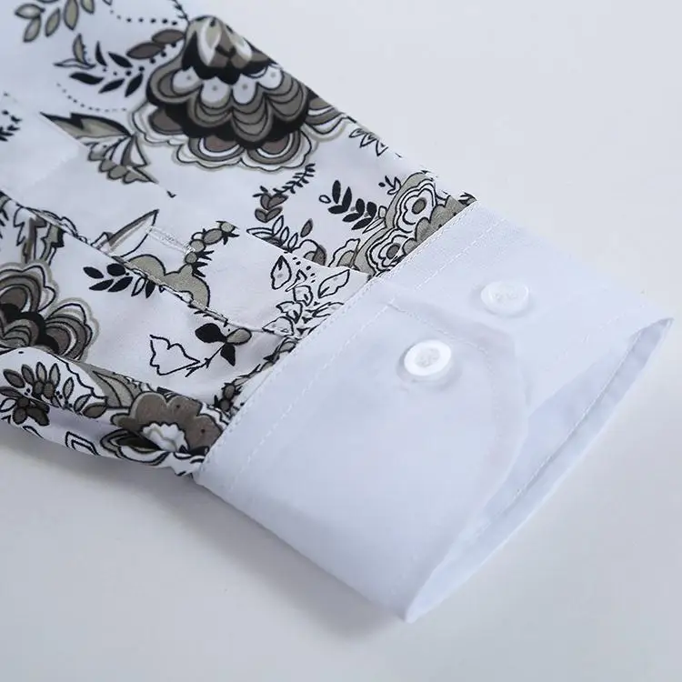 Men Flower Shirt 2018 New Autumn Printing Fashion Casual Slim Fit Hawaiian Dress Shirts Camisa Masculina Chemise Homme 17