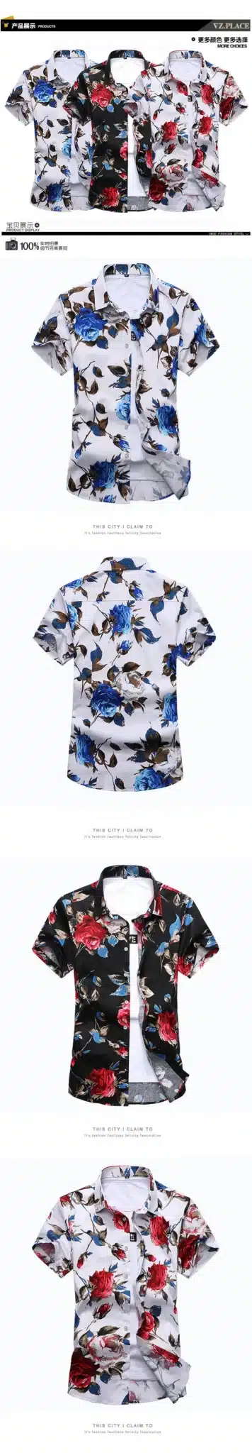 2017 Summer Large Size Blouse Men's Flower Shirt 6XL 7XL Male Casual Print Short Sleeve Shirt Hawaii Shirt Brand Men's Clothing 11