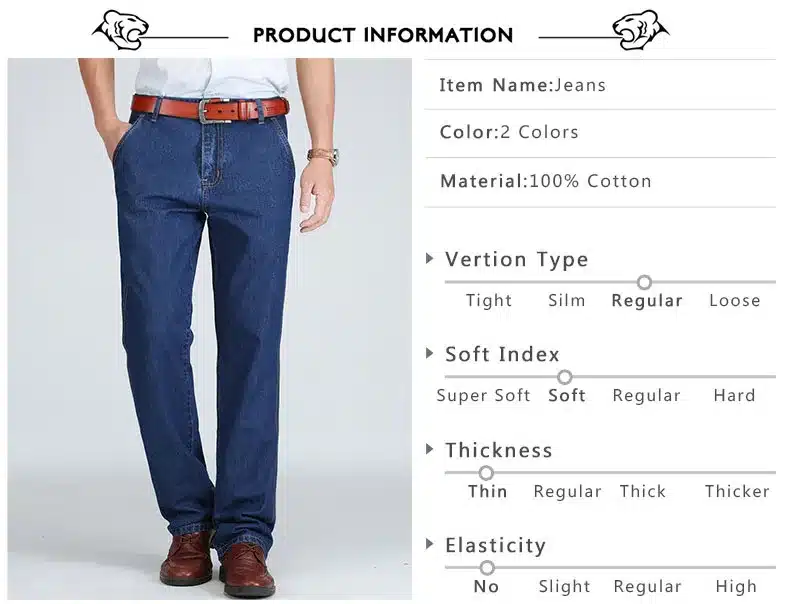 TIGER CASTLE 100% Cotton Spring Summer Men Jeans Slight Classic Denim Pants Male Washed Baggy Blue Designer Causal Jeans Man 2