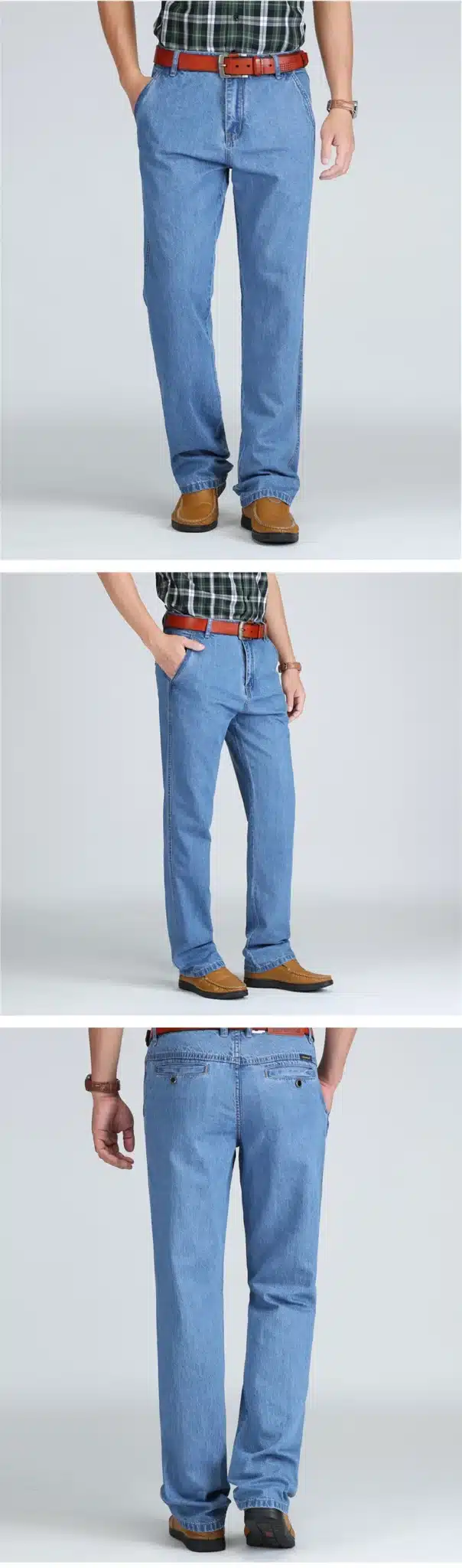 TIGER CASTLE 100% Cotton Spring Summer Men Jeans Slight Classic Denim Pants Male Washed Baggy Blue Designer Causal Jeans Man 7