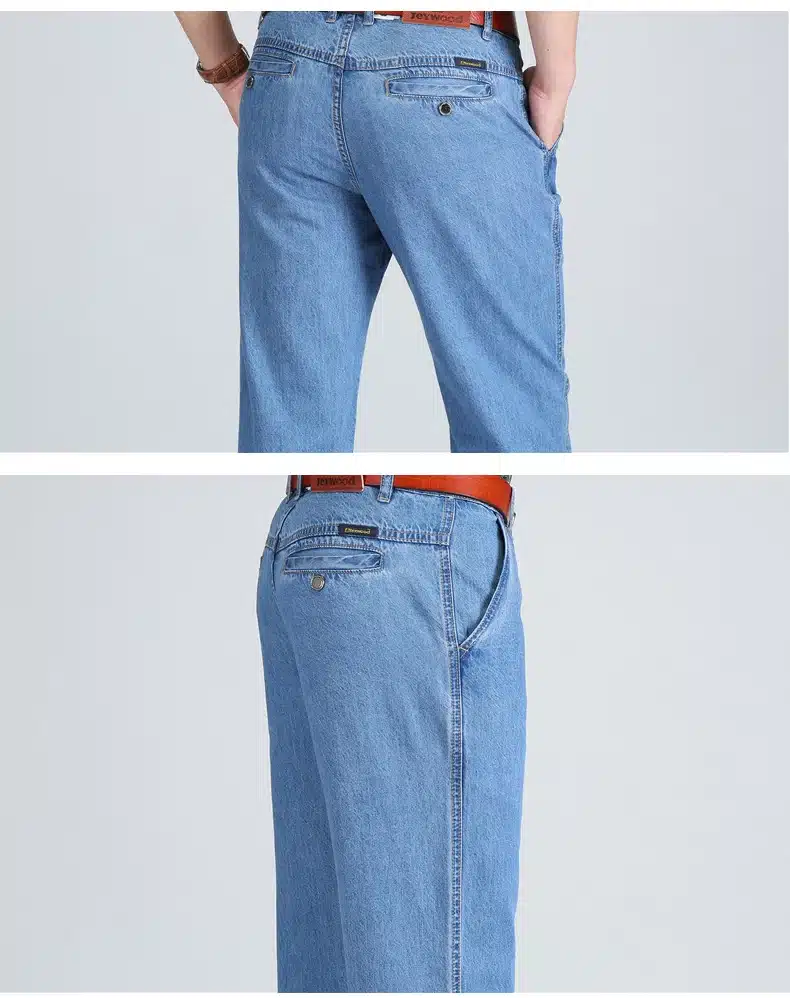 TIGER CASTLE 100% Cotton Spring Summer Men Jeans Slight Classic Denim Pants Male Washed Baggy Blue Designer Causal Jeans Man 8