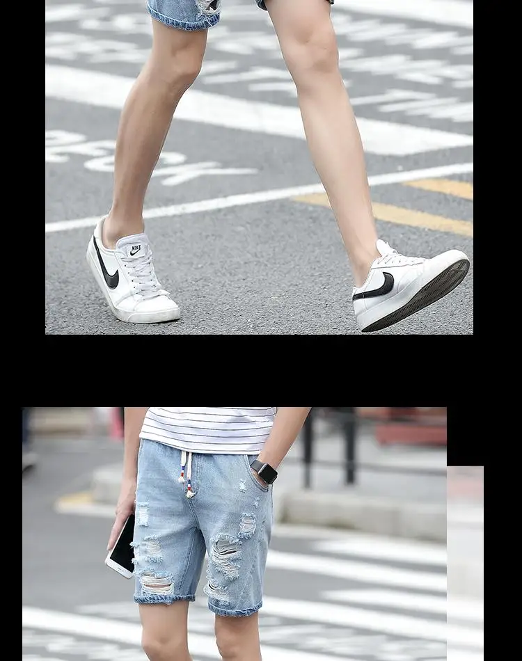 2017 Men's cotton thin denim shorts New fashion summer male Casual short jeans Soft and comfortable casual shorts Free shipping 17