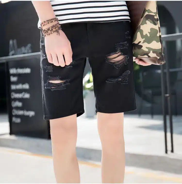 Mens Denim Shorts Slim Large size Casual Knee Length Short Hole Jeans Shorts For Men 2018 New Summer White Blue black 7