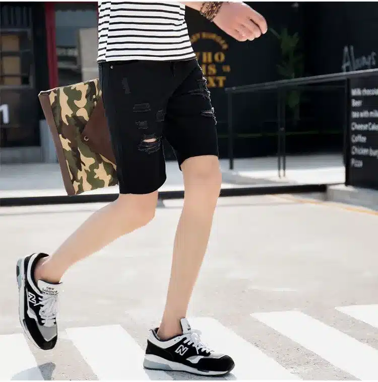 Mens Denim Shorts Slim Large size Casual Knee Length Short Hole Jeans Shorts For Men 2018 New Summer White Blue black 8