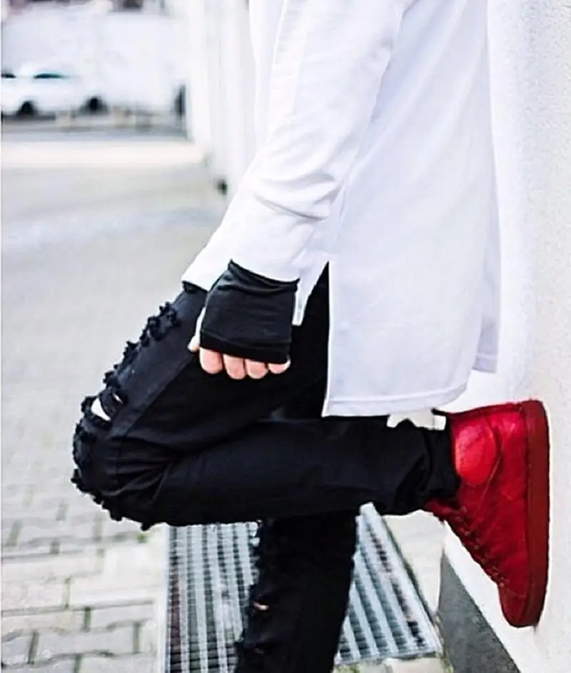 White Ripped Jeans Men With Holes Super Skinny Famous Designer Brand Slim Fit Destroyed Jeans Pencil pants Slim zipper Jeans 22