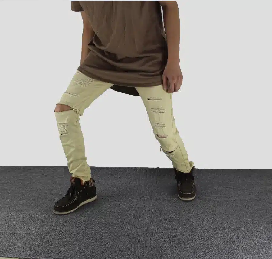 White Ripped Jeans Men With Holes Super Skinny Famous Designer Brand Slim Fit Destroyed Jeans Pencil pants Slim zipper Jeans 24