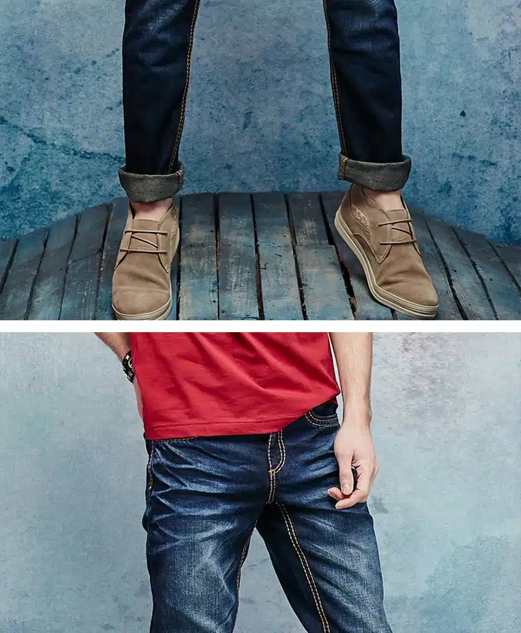 Thick Stitch Mens Distressed Jeans Ripped 3D Crinkle Whiskers Male Fashion Denim Cargo Pants Vintage Washed Casual Pants 146038C 13