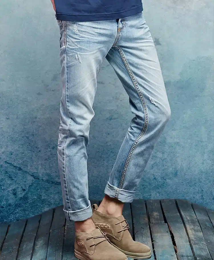 Thick Stitch Mens Distressed Jeans Ripped 3D Crinkle Whiskers Male Fashion Denim Cargo Pants Vintage Washed Casual Pants 146038C 17