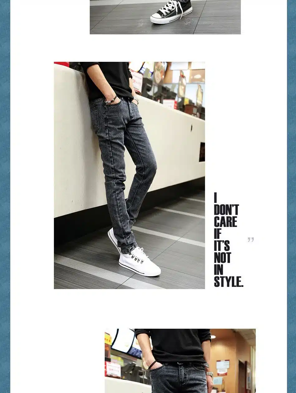 Hot Style Snow Grey Straight Slim Fit Denim Jeans Men Hip Hop Boy Streetwear Harem Pants Teenagers Casual Leg Stretch Trousers 13