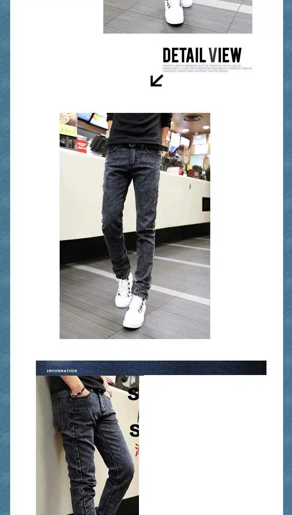 Hot Style Snow Grey Straight Slim Fit Denim Jeans Men Hip Hop Boy Streetwear Harem Pants Teenagers Casual Leg Stretch Trousers 15
