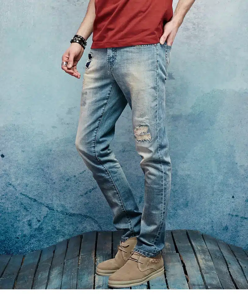 Denyblood Jeans Mens Stretch Cotton Denim Trousers Vintage Washed Distressed Jeans Ripped Patchwork Slim Straight Pants 162042 15