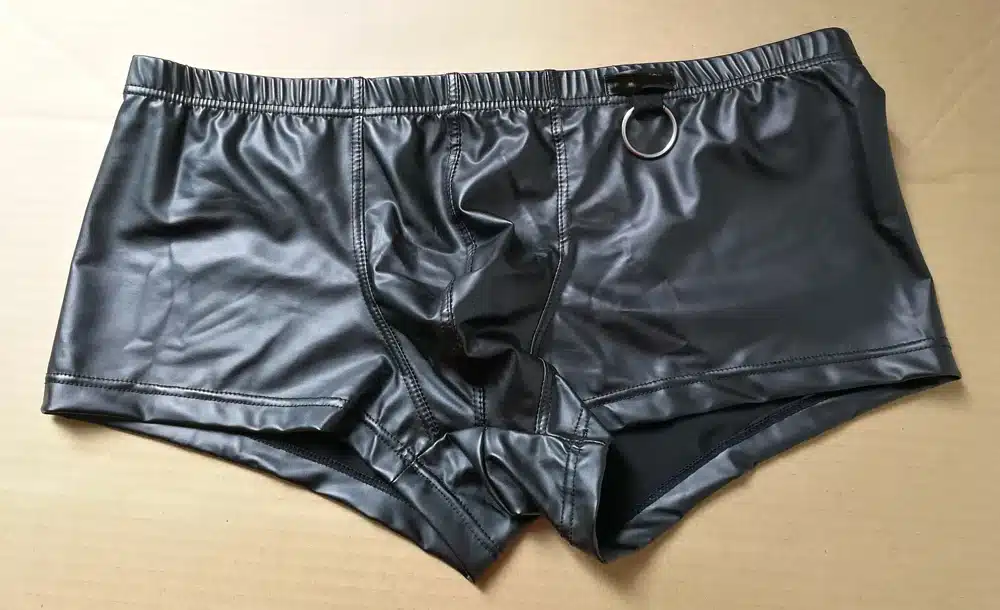 Plus Size Boxers Black Nylon Sexy Men PU Faux Leather Underwear Boxers Shorts Sheathy Cool Male Gay Underwear 1PCS 14