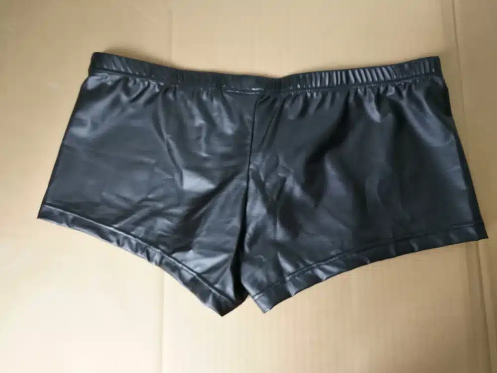Plus Size Boxers Black Nylon Sexy Men PU Faux Leather Underwear Boxers Shorts Sheathy Cool Male Gay Underwear 1PCS 16
