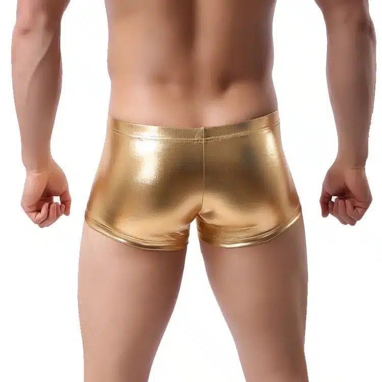 Plus Size Boxers Black Nylon Sexy Men PU Faux Leather Underwear Boxers Shorts Sheathy Cool Male Gay Underwear 1PCS 18