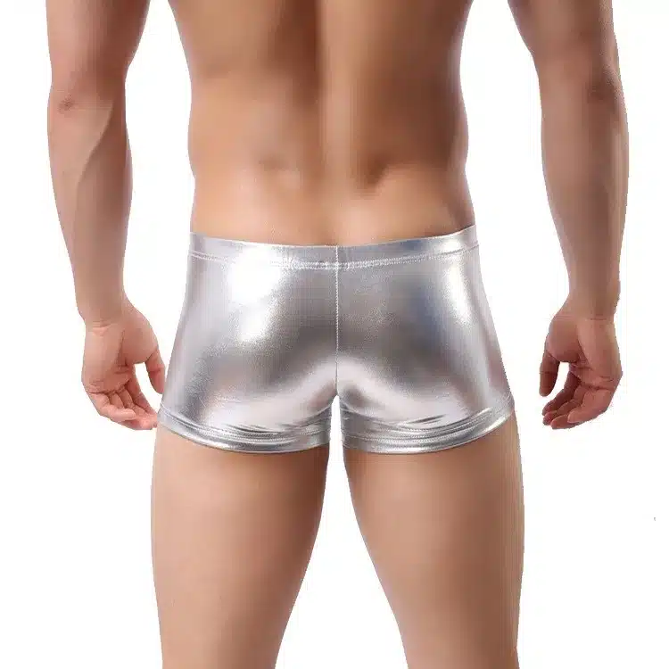 Plus Size Boxers Black Nylon Sexy Men PU Faux Leather Underwear Boxers Shorts Sheathy Cool Male Gay Underwear 1PCS 19