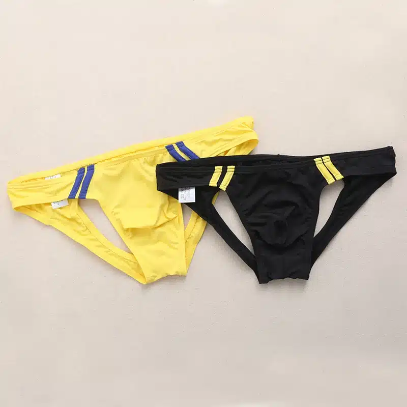 Men's Sexy Trousers M-2XL Black/Yellow Comfortable T-Pants U Convex Briefs 4
