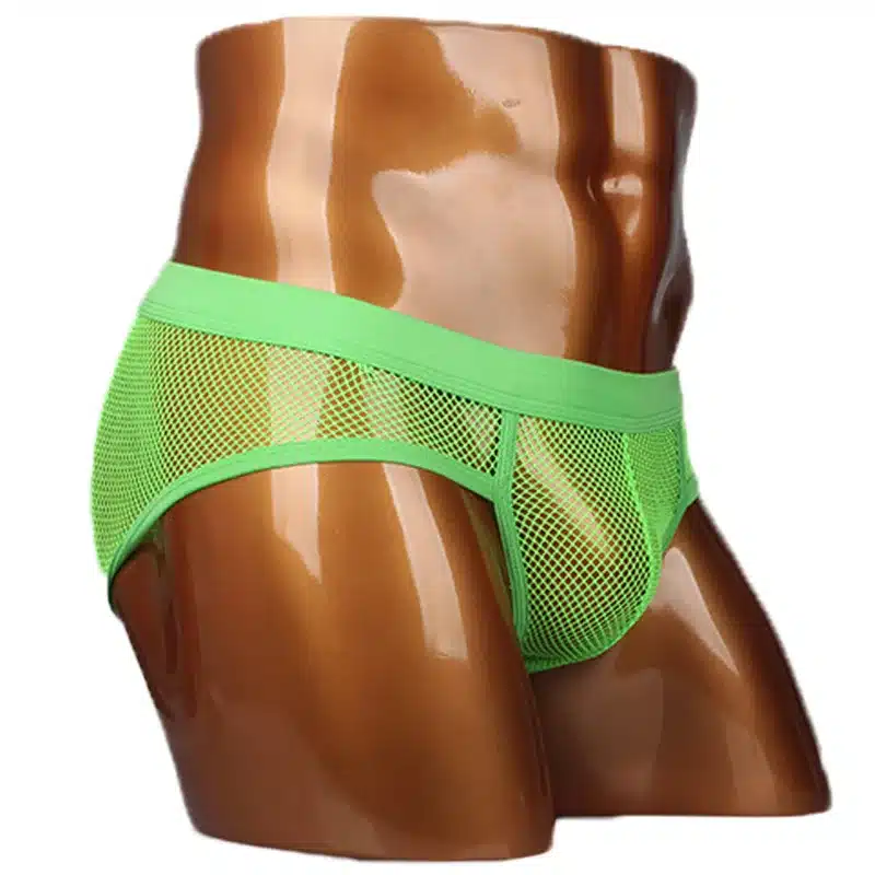Hot Selling Men Underwear Transparent Net Mesh Bikini Briefs Underwear Bulge Underpants Fashion Waist Brief Sexy Lingerie Gift 12