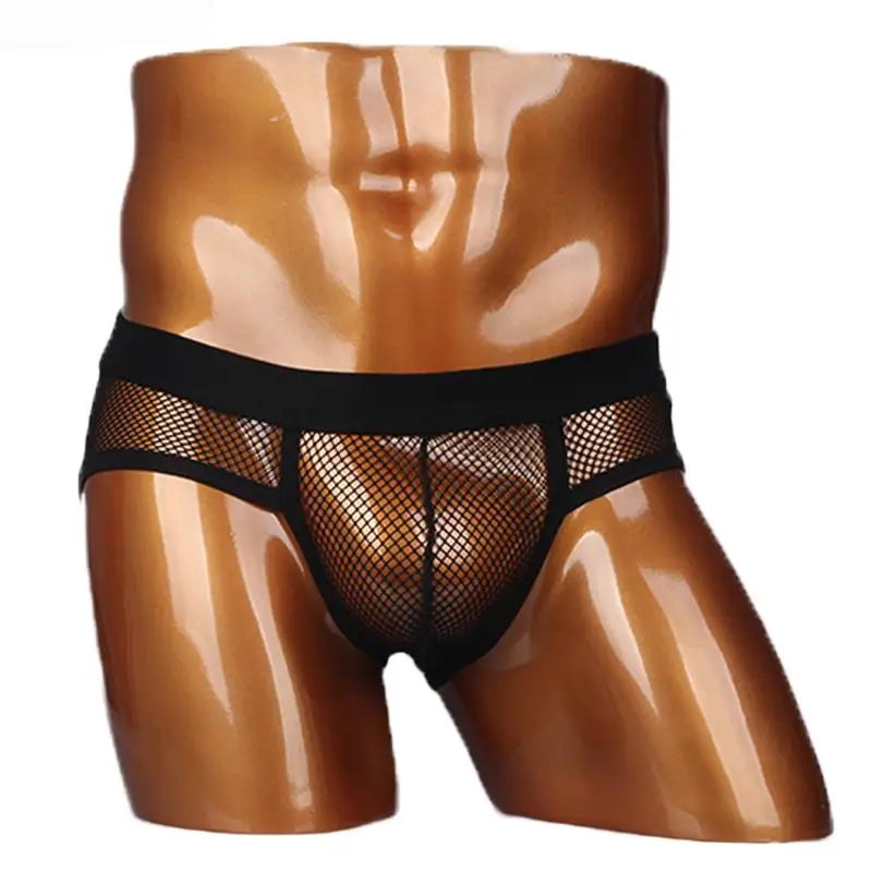 Hot Selling Men Underwear Transparent Net Mesh Bikini Briefs Underwear Bulge Underpants Fashion Waist Brief Sexy Lingerie Gift 13
