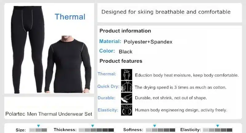 LANBAOSI Men's Thermal Fleece Underwear Set for Winter Compression Tight Top&Bottom Hot-Dry Warm Lined Long Johns Lightweight 16