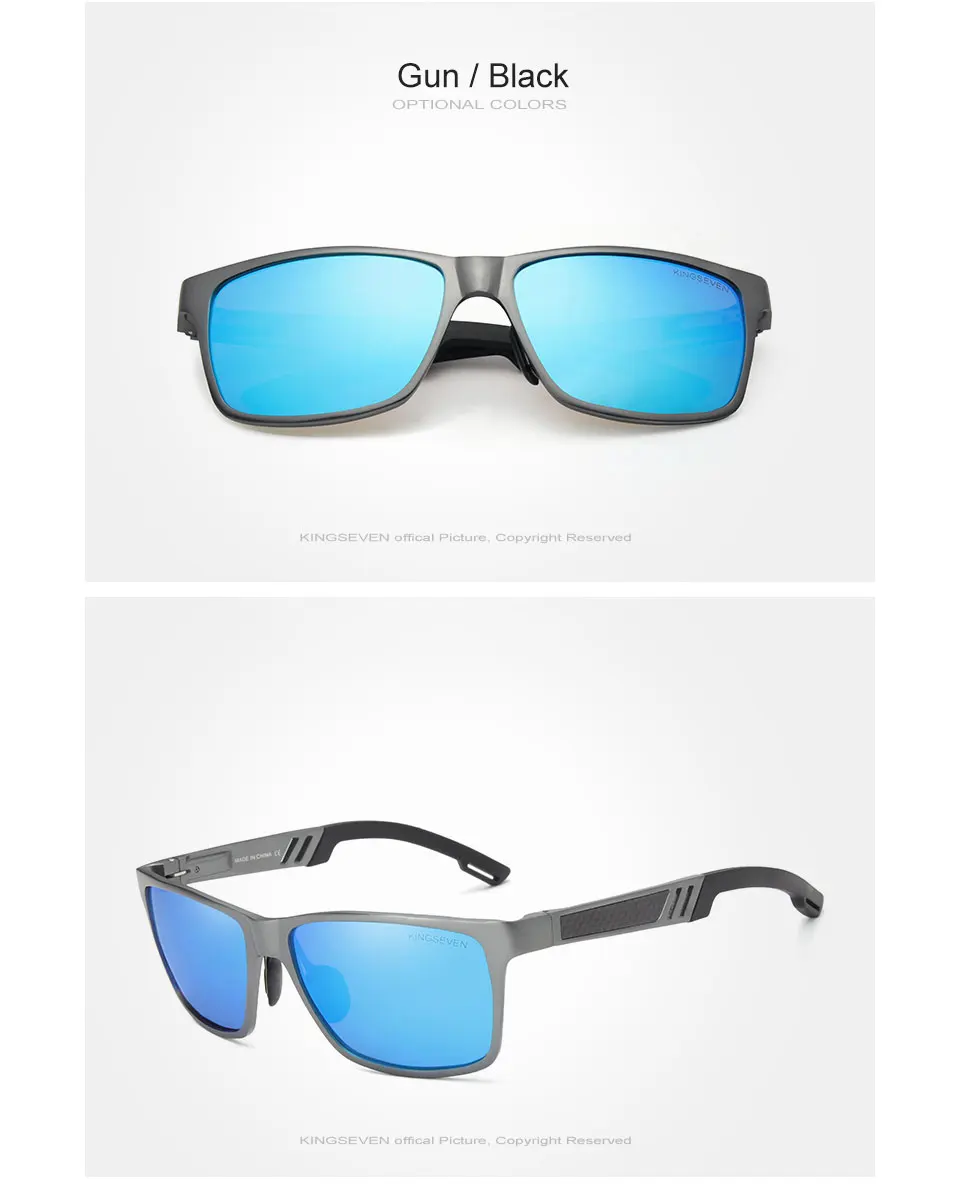 KINGSEVEN Men Polarized Sunglasses Aluminum Magnesium Sun Glasses Driving Glasses Rectangle Shades For Men Oculos masculino Male 19