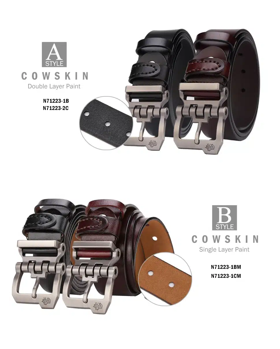 BISON DENIM genuine leather belt for men gift designer belts men's high quality Cowskin Personality buckle,Vintage jeans N71223 15