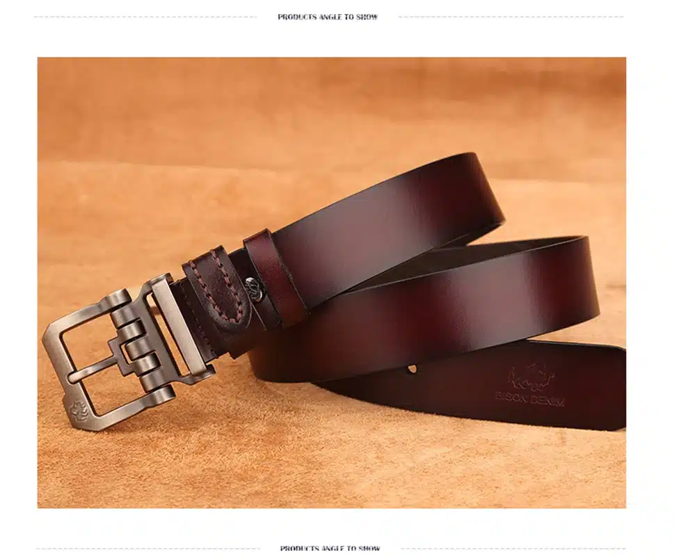 BISON DENIM genuine leather belt for men gift designer belts men's high quality Cowskin Personality buckle,Vintage jeans N71223 20