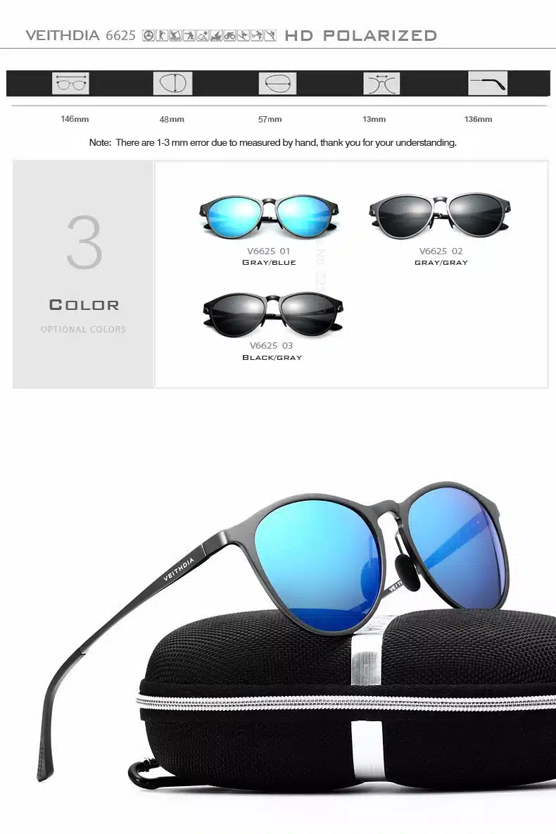 2016 New Arrival VEITHDIA Vintage Retro Brand Designer Sunglasses Men/Women Male Sun Glasses gafas oculos de sol masculino 6625 11