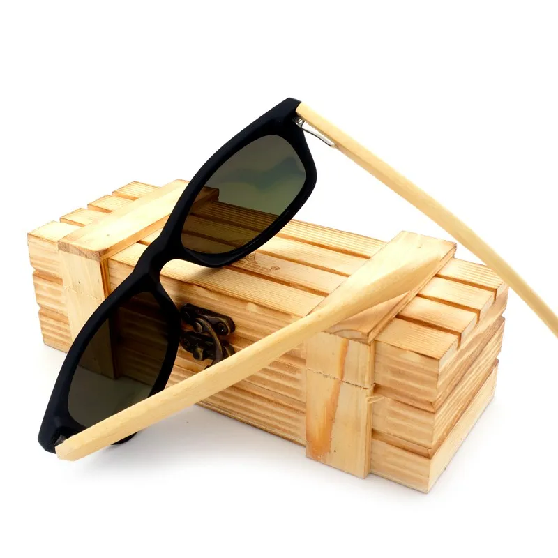 BOBO BIRD High Quality Vintage Black Square Sunglasses With Bamboo Legs Mirrored Polarized Summer Style Travel Eyewear Wood Box 15