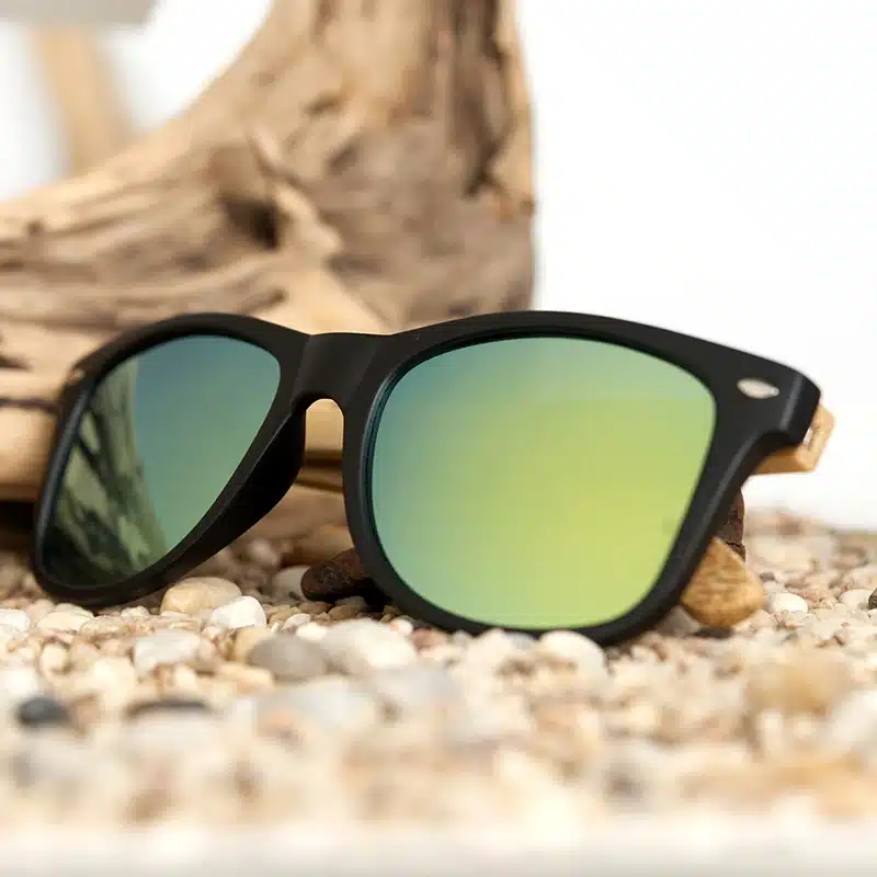 BOBO BIRD High Quality Vintage Black Square Sunglasses With Bamboo Legs Mirrored Polarized Summer Style Travel Eyewear Wood Box 16