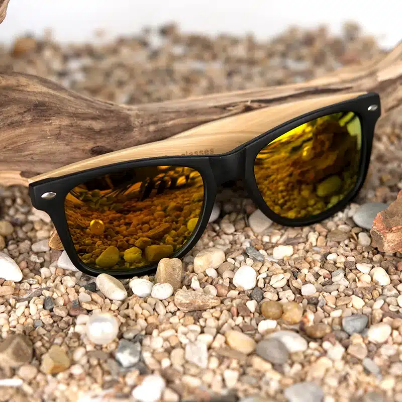 BOBO BIRD High Quality Vintage Black Square Sunglasses With Bamboo Legs Mirrored Polarized Summer Style Travel Eyewear Wood Box 18
